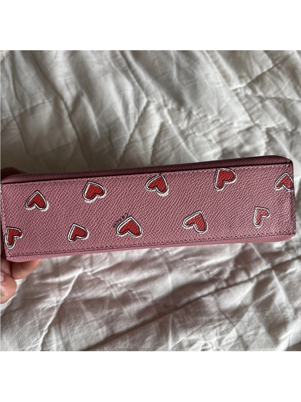 Coach Pink Heart Motif Zip Cosmetic Pouch - Picture 4 of 4